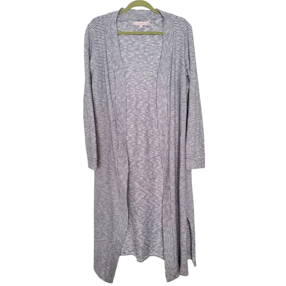 LOFT navy & ivory duster cardigan